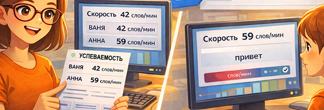 Ребёнок учится печатать