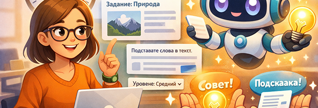 Учитель работает за ноутбуком